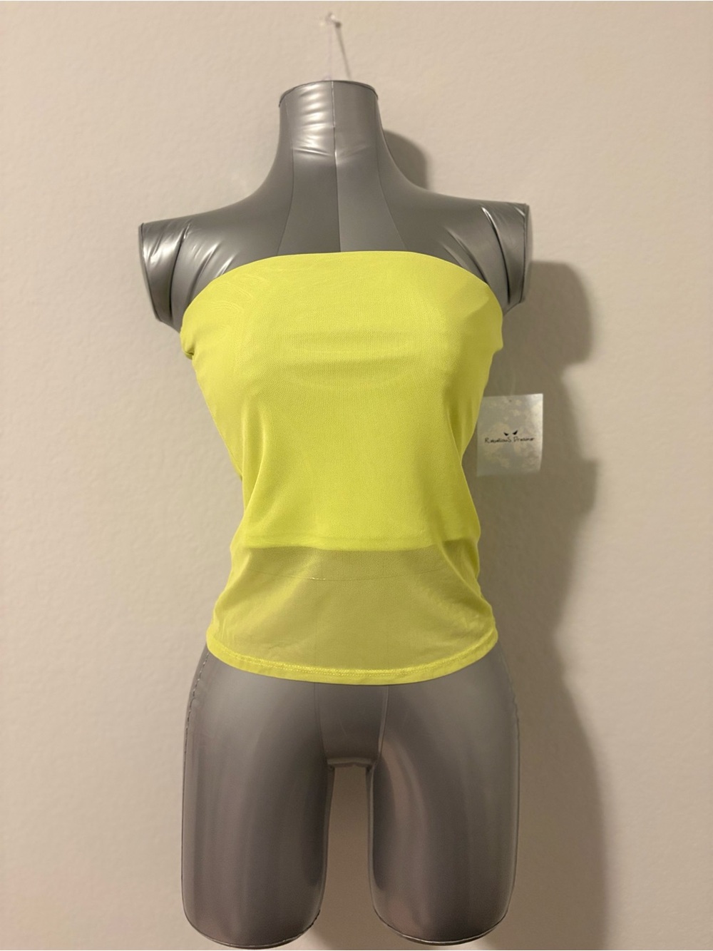 Neon Yellow Strapless Sheer Camisole